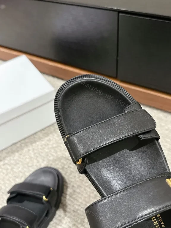View 3 of Chunky Straps Sandals â€” Black Leather, Dior-Inspired, Signature Comfort Sandals