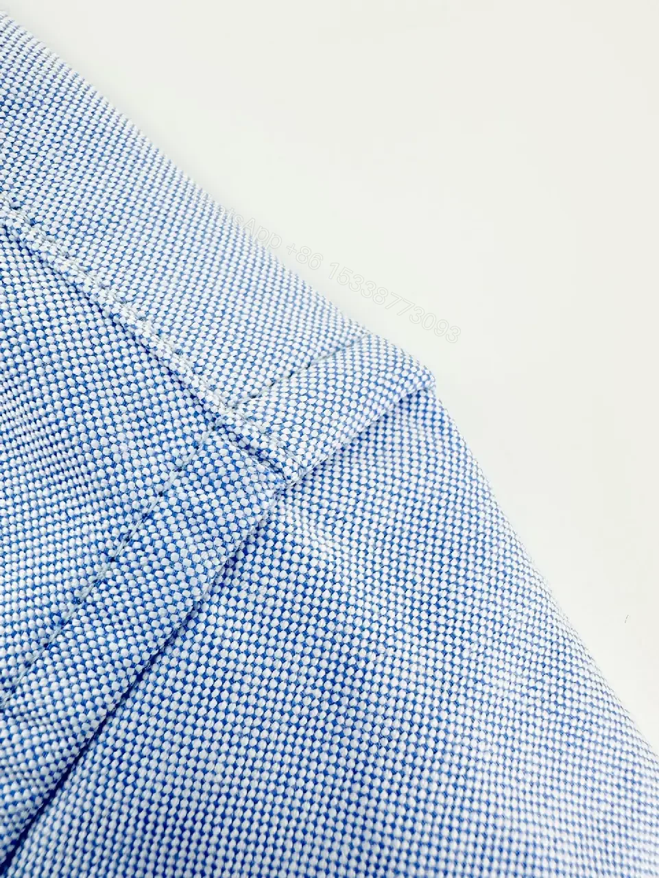 View 3 of Light Blue Cotton Button-Down Shirt, Classic Fit, PRADA Logo