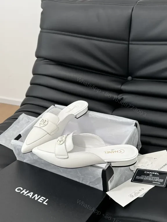 View 6 of Chanel-Inspired White Mules: Sleek Comfort, Premium Style