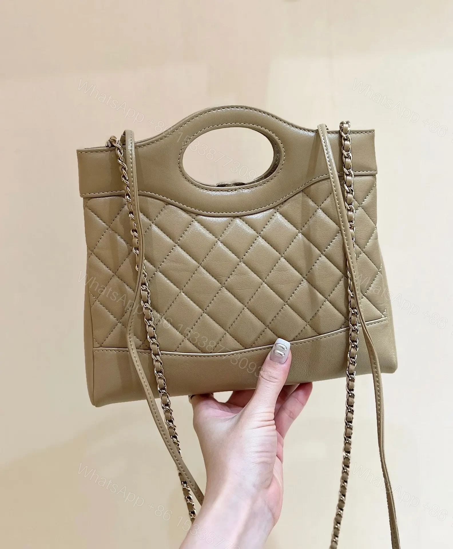 View 2 of Chanel Calfskin Suede Quilted Mini 31 Shopping Bag