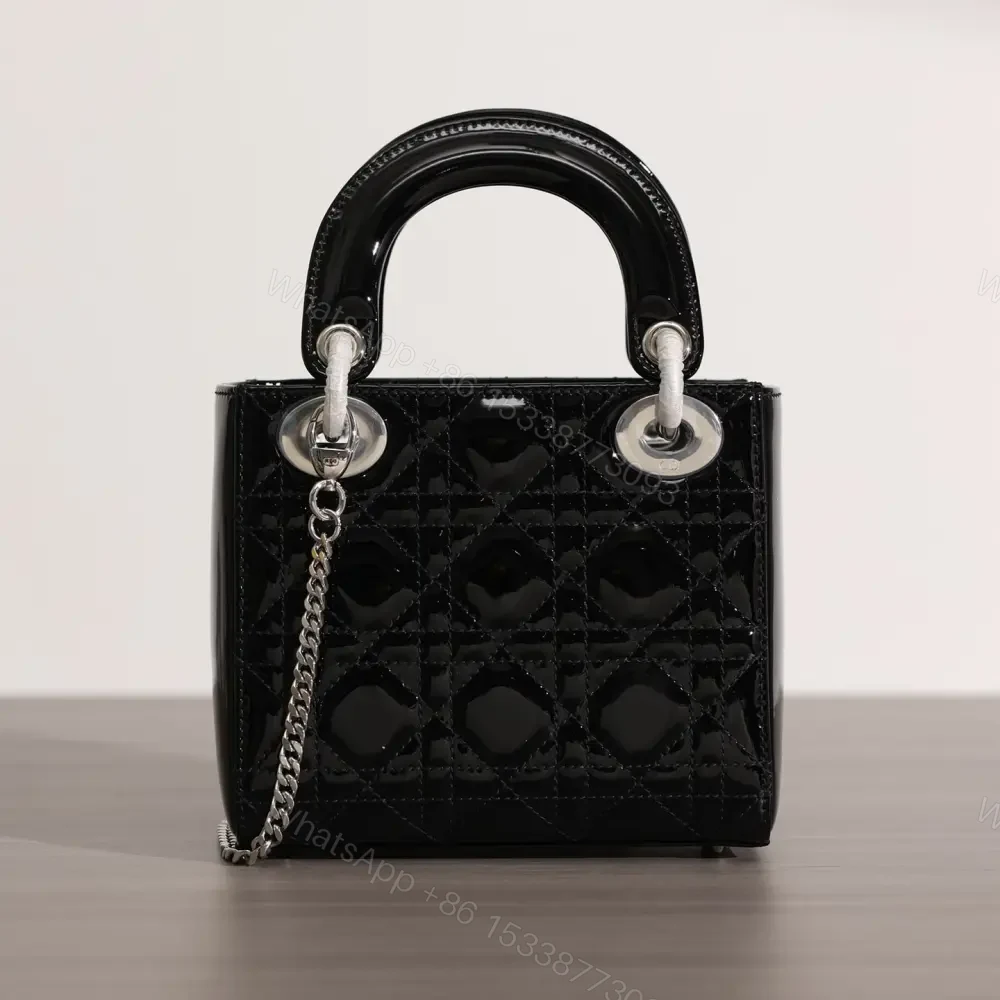 View 2 of 高仿Dior*Lady戴妃包漆面小牛皮銀扣Mini免檢版