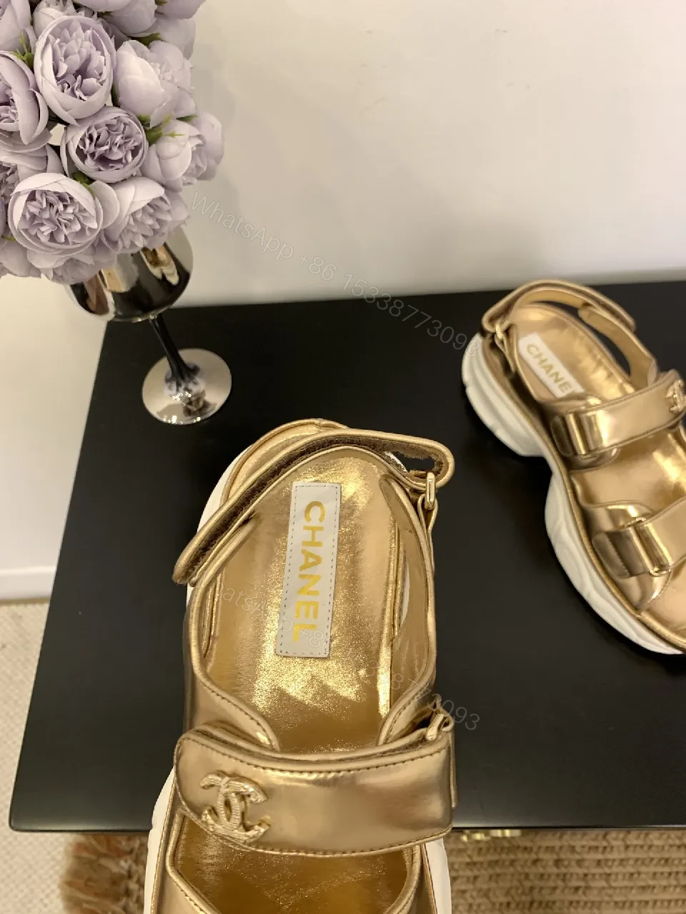 View 7 of Gold Metallic Slip-On Sneakers with Chunky Sole, Luxe Comfort