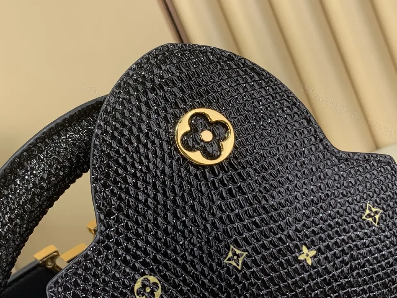 View 8 of Pebble-Grain Starry Handbag: Compact Luxe Crossbody Bag