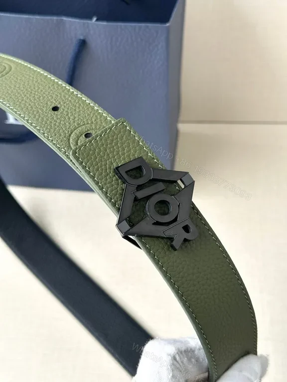 View 8 of Olive/Black Full-Grain Leather Belt: Minimalist Hardware Shine