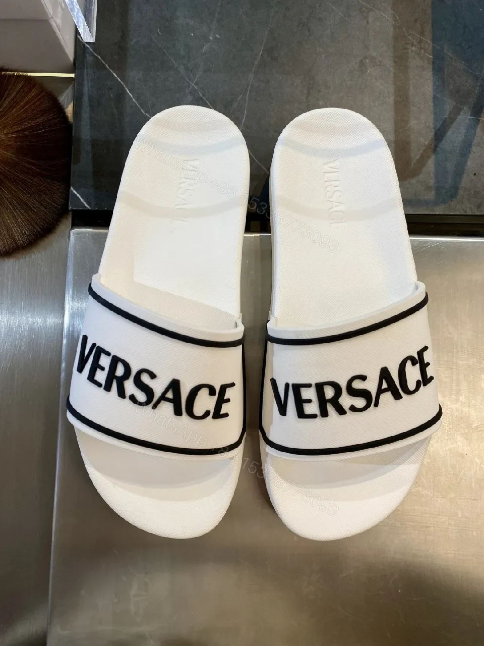 View 6 of Bold Black + EVA Slide Sandals + Open-Toe Luxe + Signature Branding Comfort + Sandals