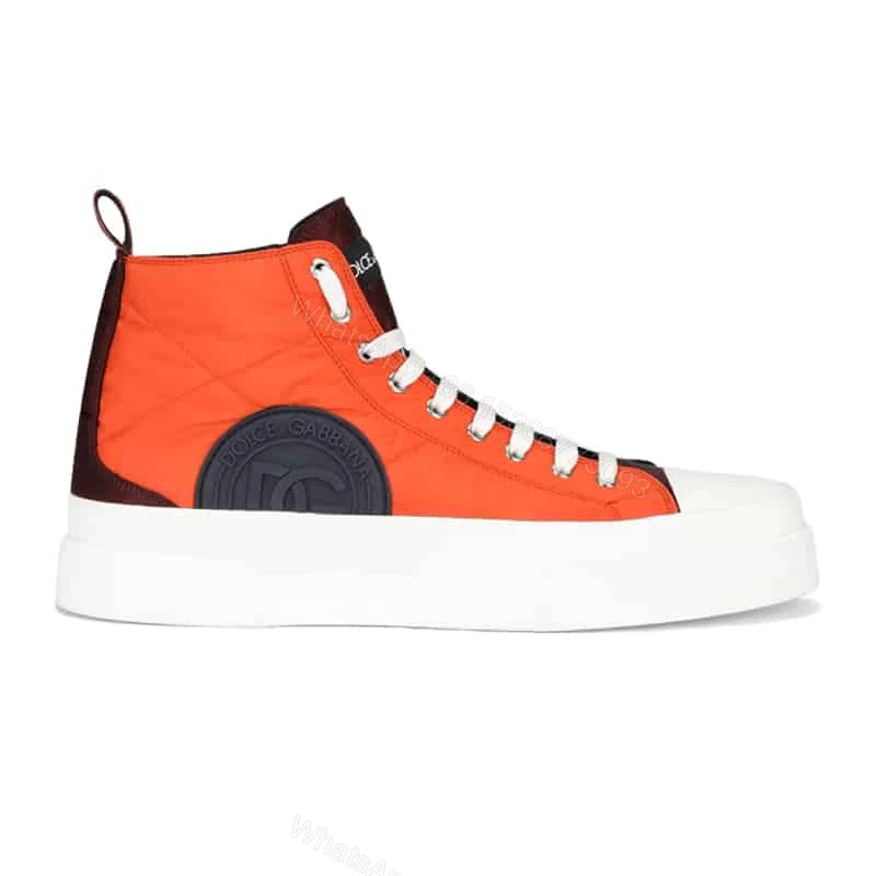 DOLCE AND GABBANA QUILTED TWO-TONE NYLON PORTOFINO LIGHT MID-TOP SNEAKERS – DG106 — view 1