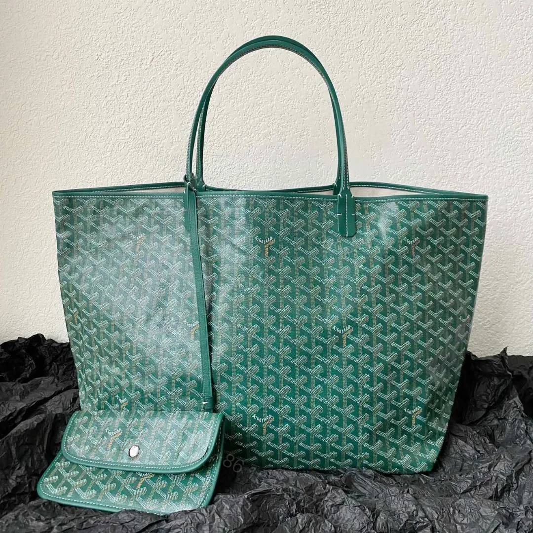 Goyard Green Goyardine Canvas & Chevroches Calfskin Saint Louis PM Tote — view 1