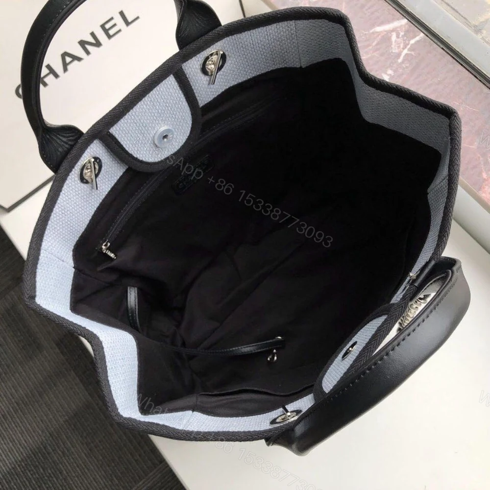 View 6 of Chanel Deauville Tote White Gray 38cm A66941