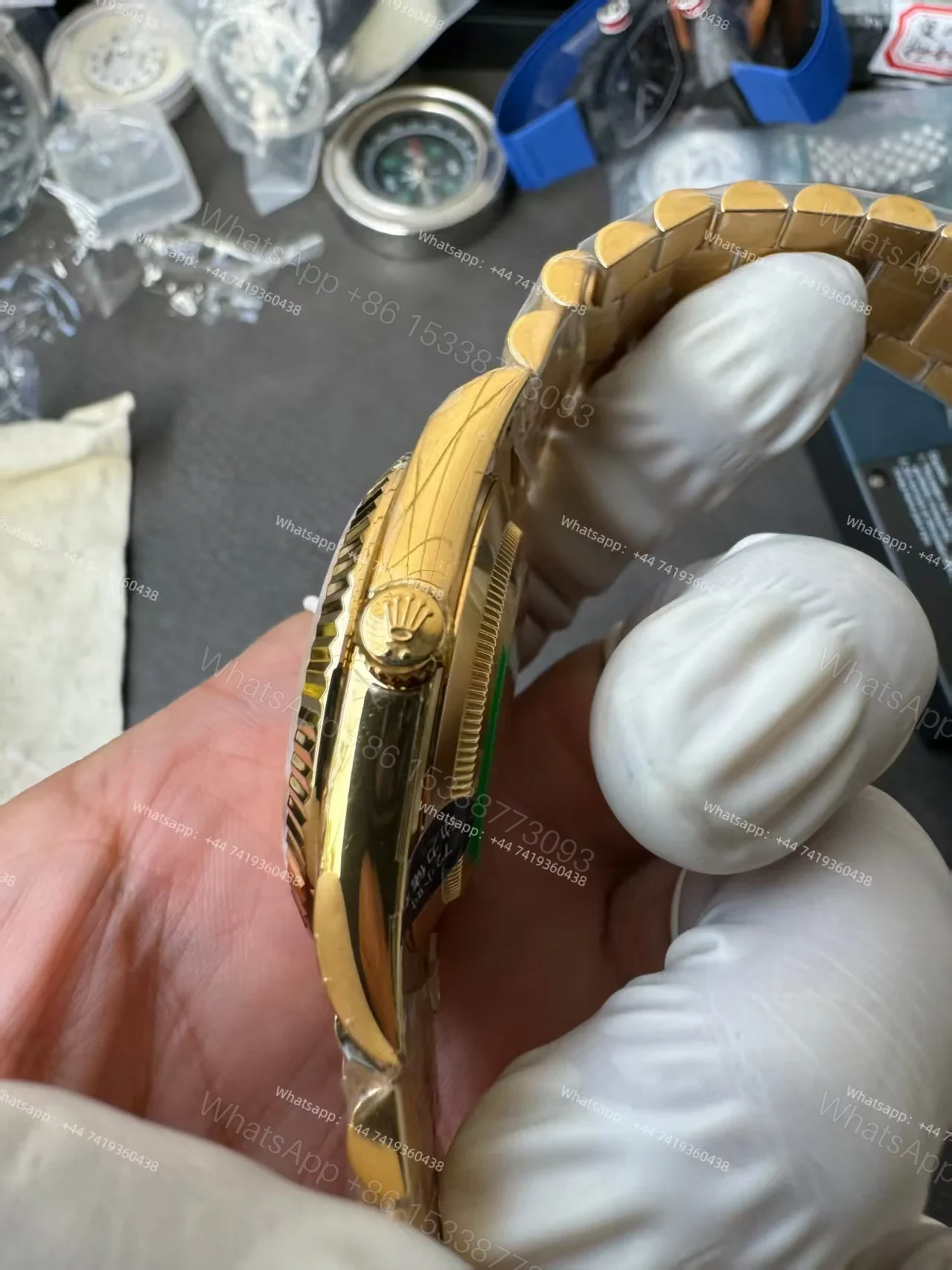 View 11 of Rolex Day-Date M228238-0006 1:1 Replica Gold Roman Dial 40MM 3255 Movement Presidential Bracelet Super Clone Watch