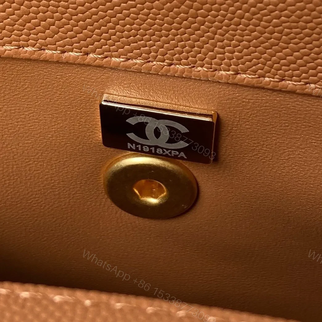 View 6 of Chanel Coco Brown Leather With Lock Gold Handbags 24cm
