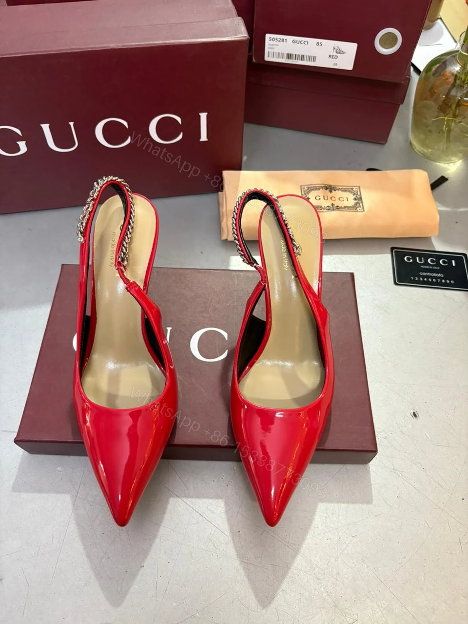 View 4 of FIRST COPY Gucci Women's Signoria Embellished Slingback Pumps