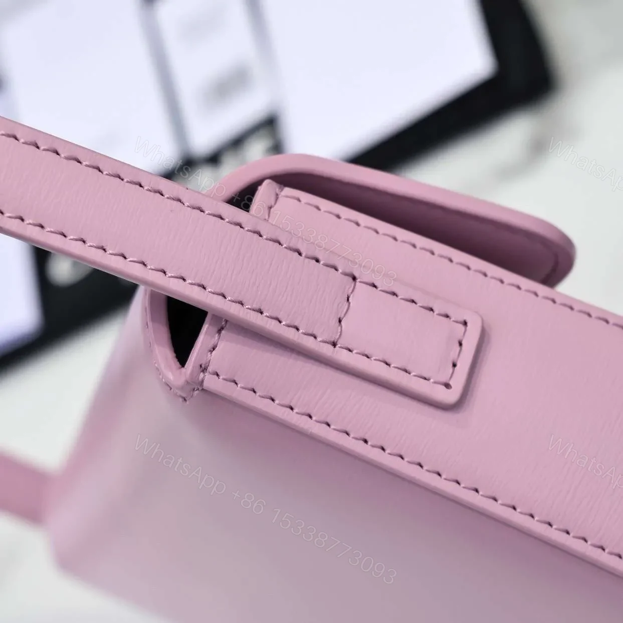 View 2 of Celine Triomphe Handbag Replica 11 Pink Super Smooth Leather 20x12cm