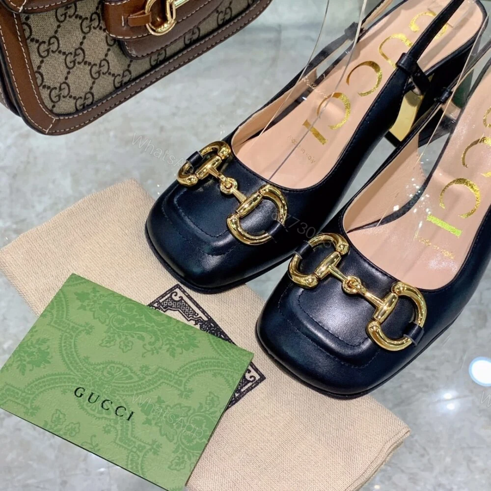View 7 of Gucci Women’S Mid Heel Slingback With Horsebit Black ‎643892 C9D00 1000
