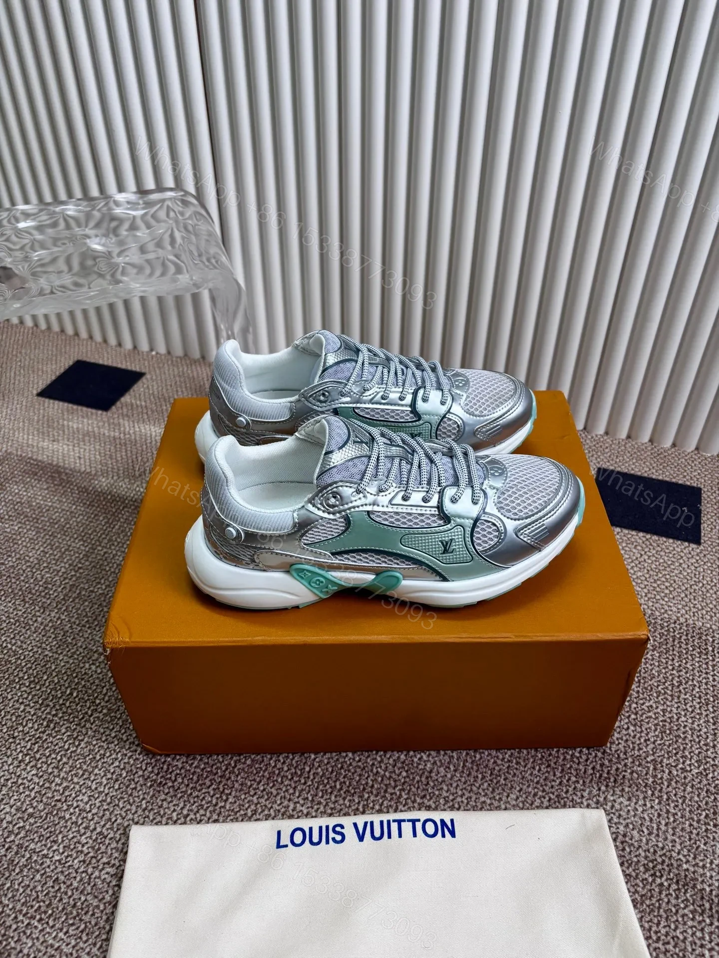 View 4 of LV Women Silver Mesh Metallic Sneakers