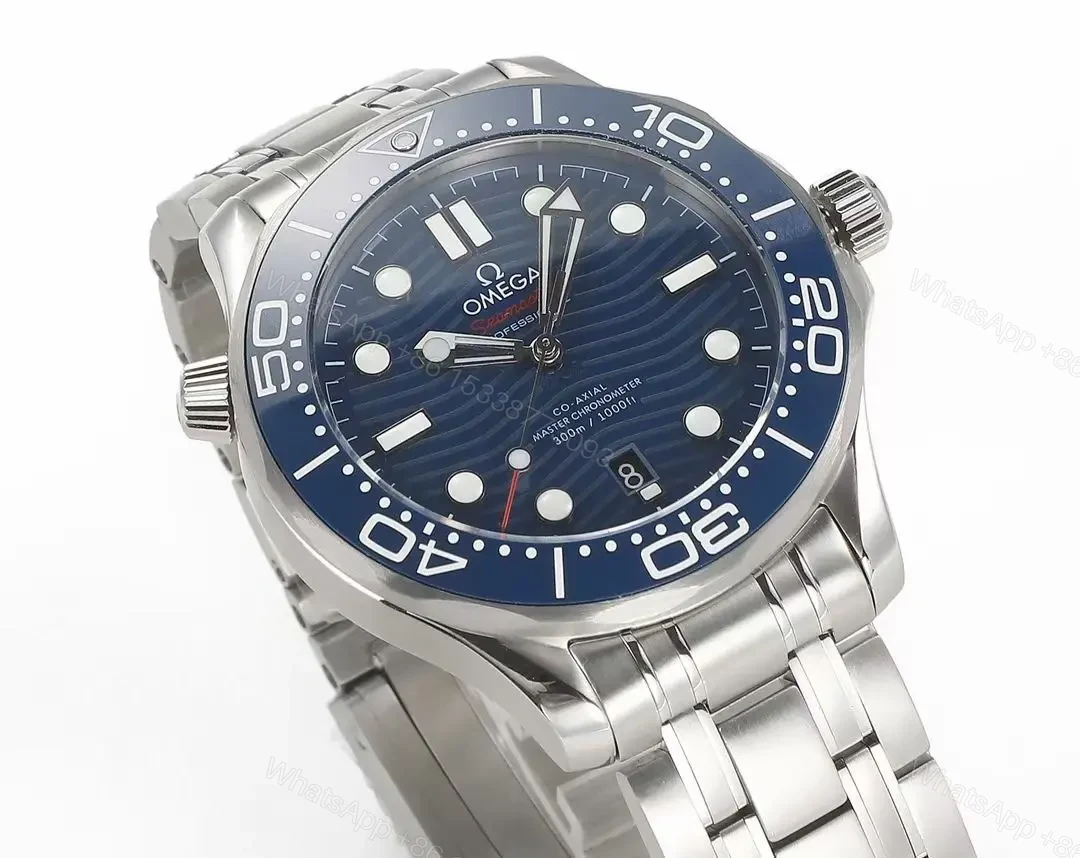 View 3 of Omega Seamaster Diver 300M Co-Axial Master Chronometer 42mm Stainless Steel Watch with Blue Ceramic Bezel and Dial