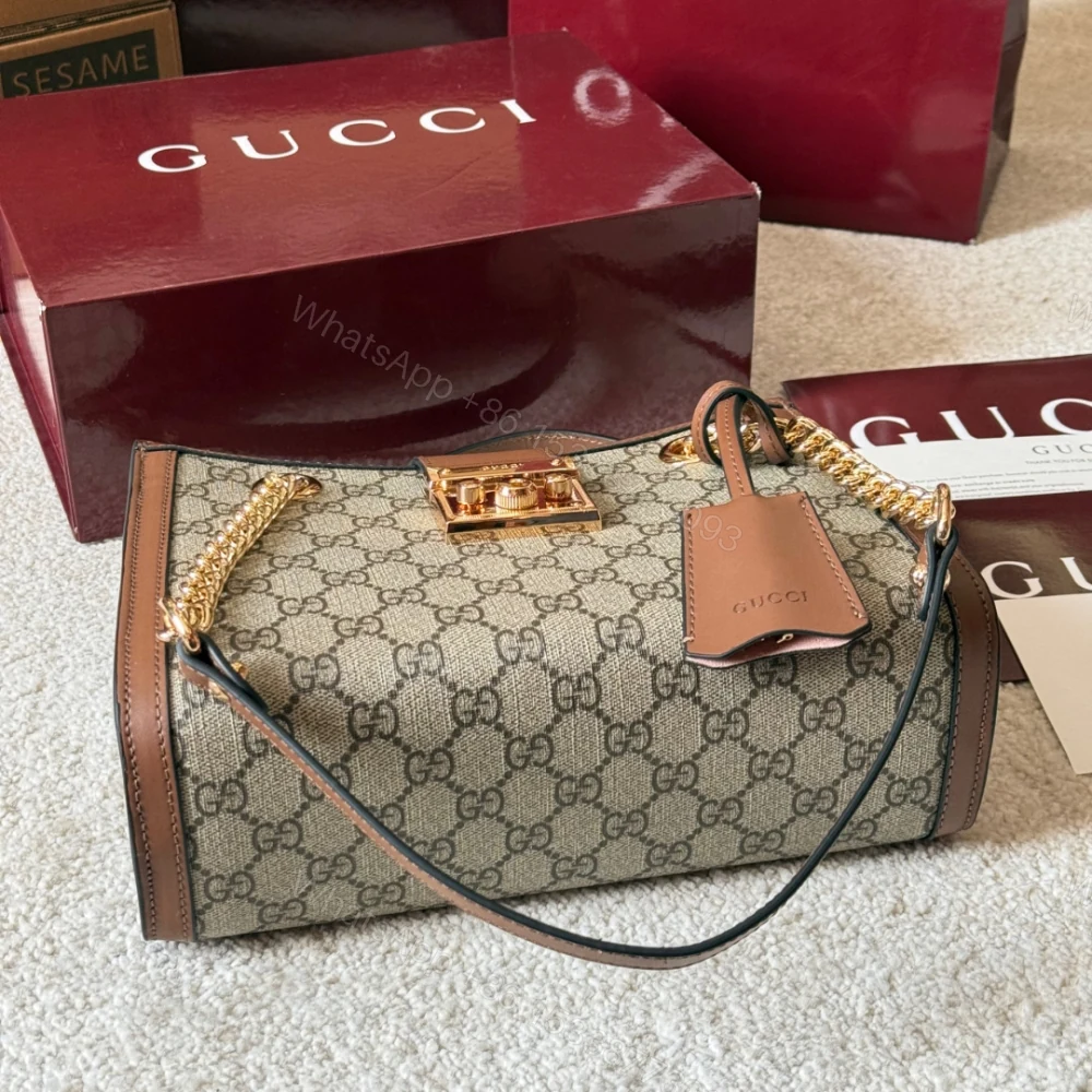 View 7 of Gucci Padlock Small Shoulder Bag Brown Gg Supreme 25Cm