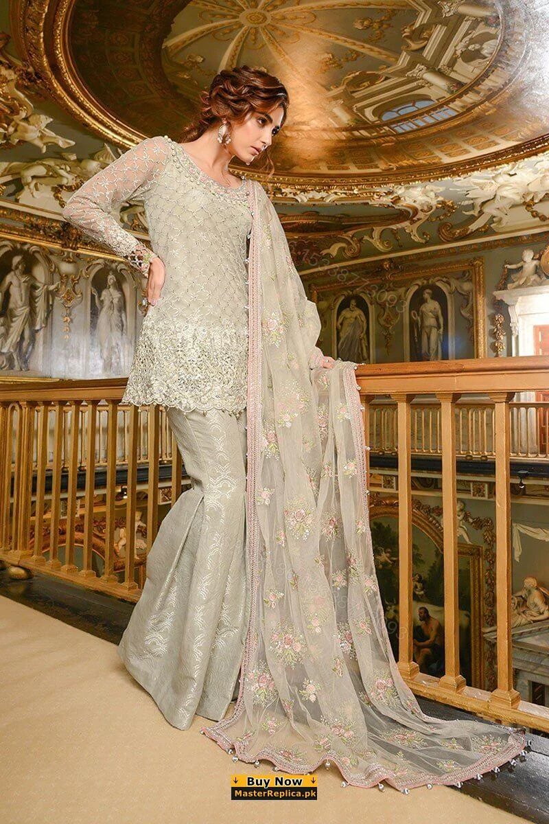 Maria B Off White Net Dress Master Replica 2020 — view 1