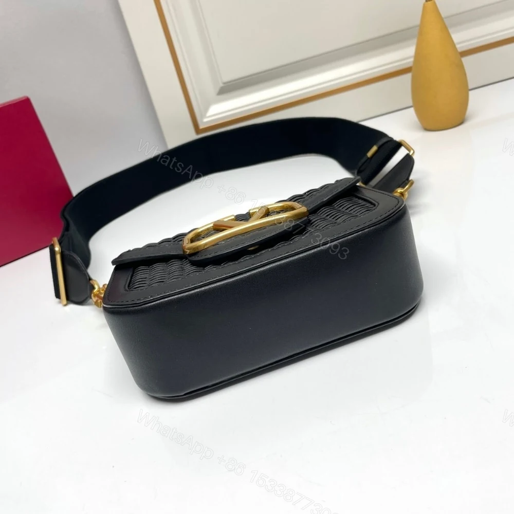 View 5 of VALENTINO GARAVANI ALLTIME WOVEN SHOULDER BAG BLACK 22CM