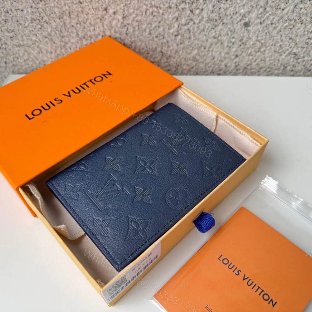 View 4 of Louis Vuitton Passport Cover Monogram Shadow Navy Blue 14Cm M14792