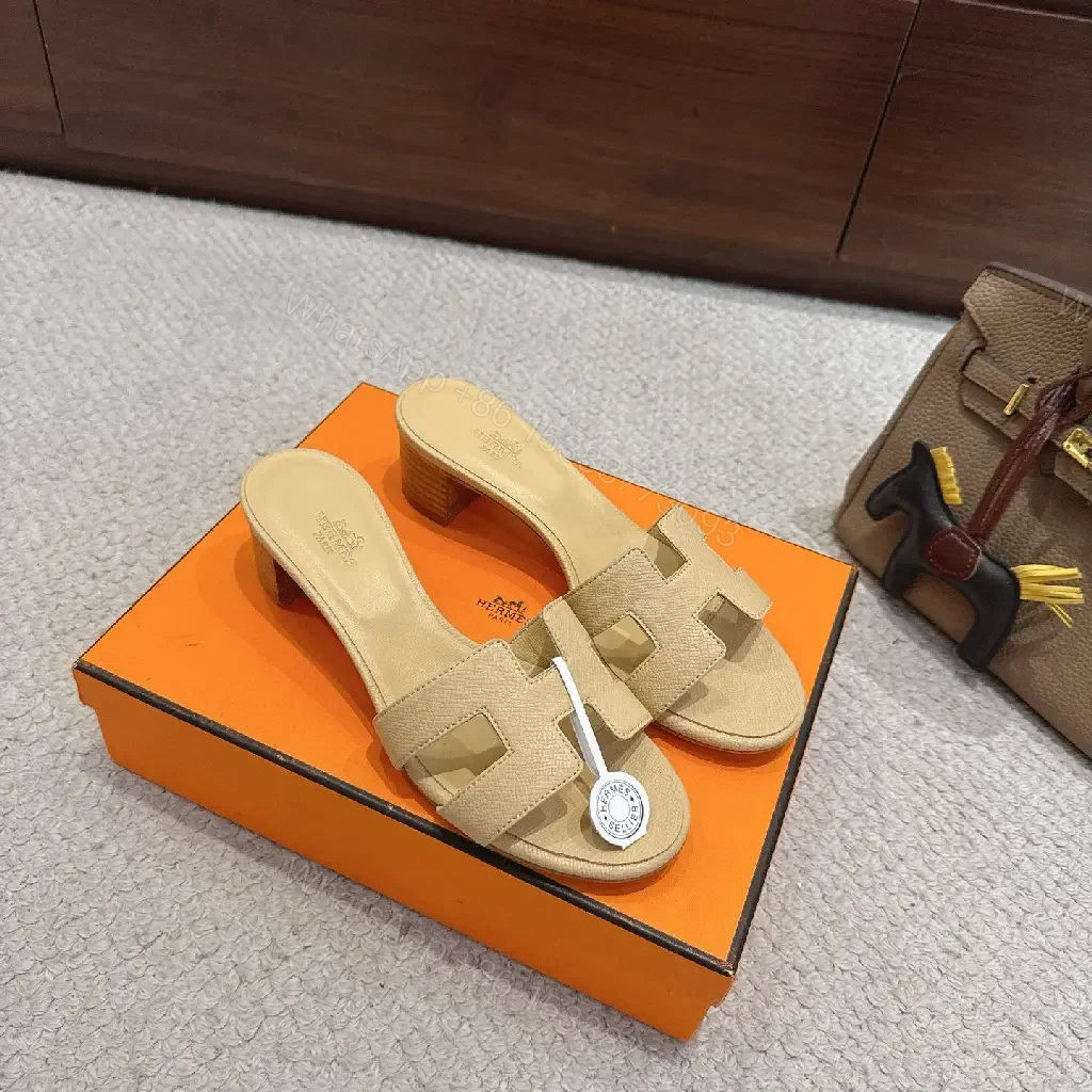 View 2 of Beige Suede Hermès-Style H Sandals Slide Comfort