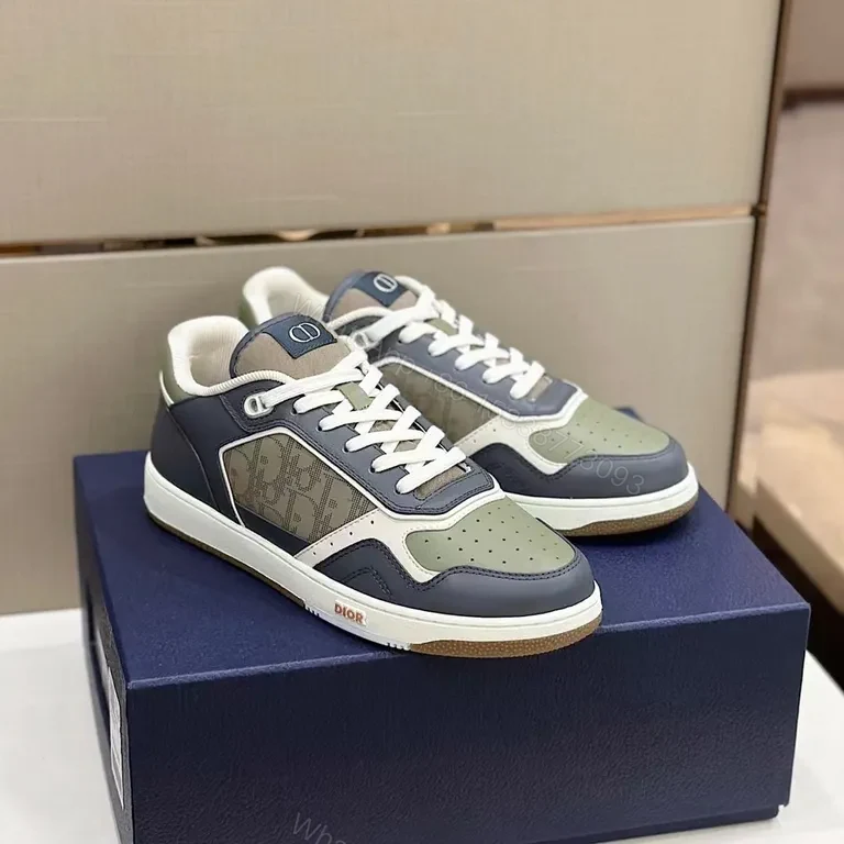 View 3 of Bold Leather-Textile Luxe Sneaker with Monogram Accents