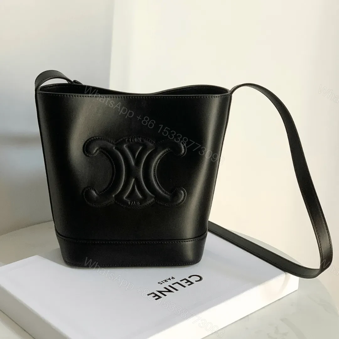 Celine Small Bucket Cuir Triomphe Handbag Black Bucket Shape 30x22x12cm — view 1