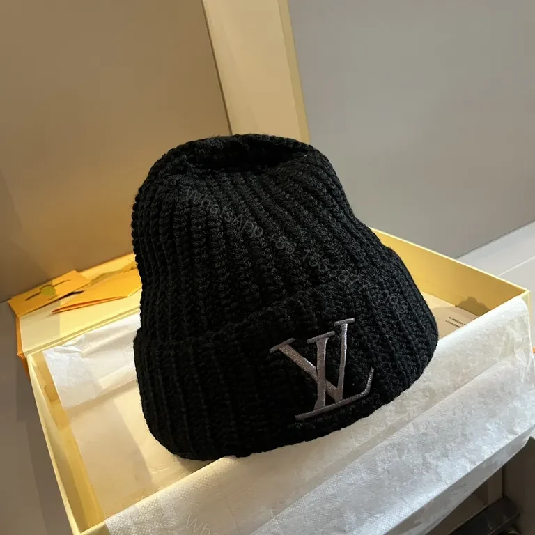 View 9 of Textured Knit Beanie: Luxe LV-Inspired, Subtle Monogram Edge