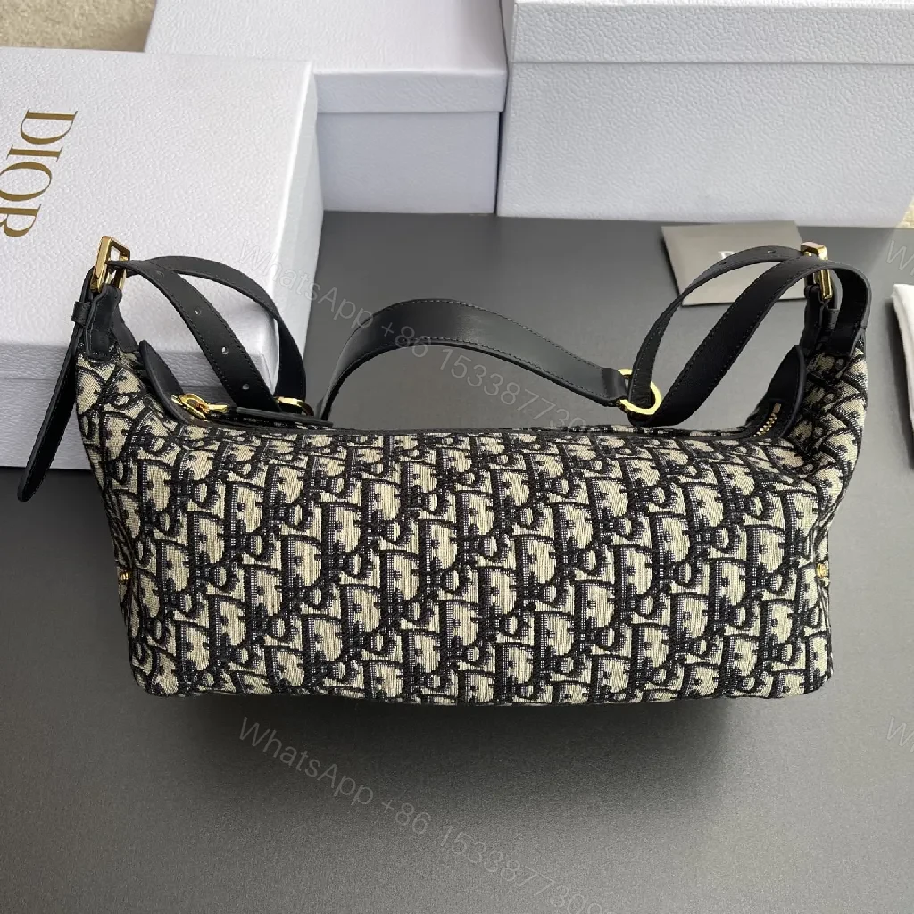 View 9 of Monogram Jacquard Shoulder Bag: Luxe Structured Style
