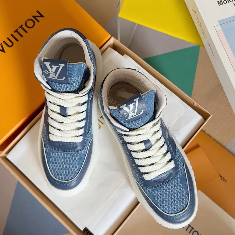 View 5 of Denim Luxe High-Top Sneakers: Subtle LV-Inspired Detailing