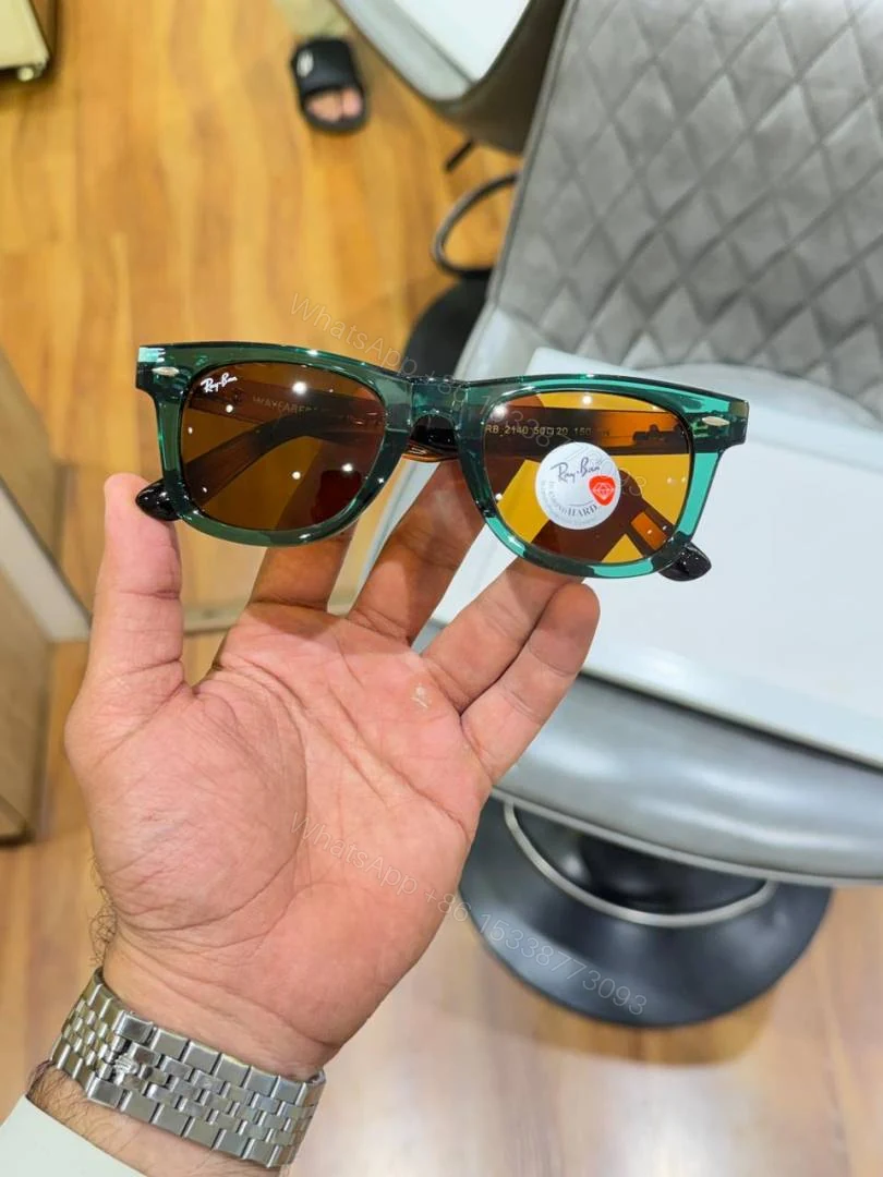 View 4 of First Copy Ray Ban 2140 Olive Tiger Brown Premium UV Protection Luxury Sunglasses