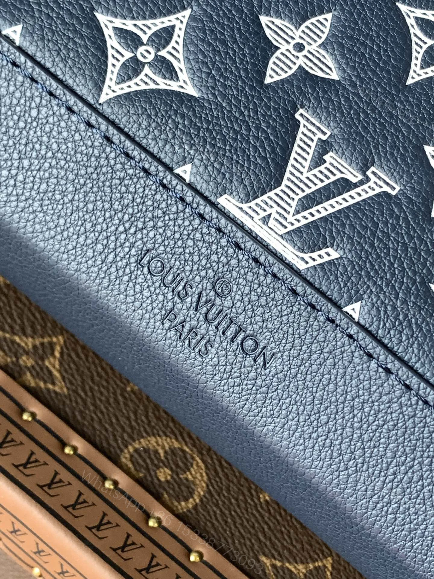 View 6 of LV DUO CROSSBAG BAG 42 IN BLUE AND WHITE MONOGRAM SHADOW COWHIDE