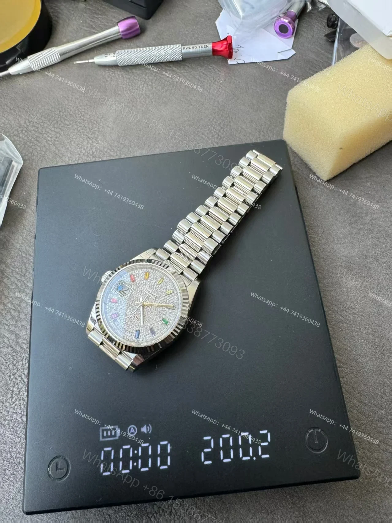 View 2 of Rolex Day-Date M128239-0019 1:1 Replica Moissanite Rainbow Diamond Dial 36MM 3255 Movement Presidential Bracelet Super Clone Watch