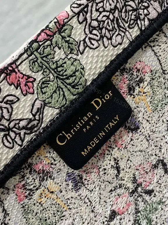 View 6 of Chic Dior-Style Black Tote with Bold Script Details