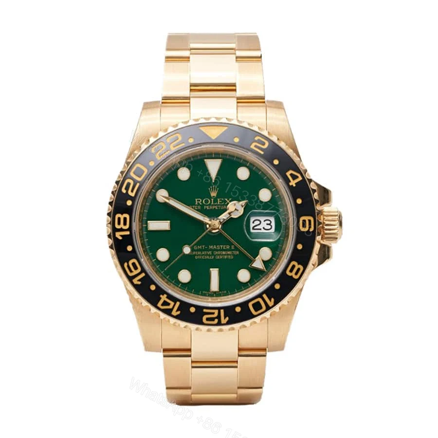 Rolex GMT-Master II 116718LN Super Clone : Yellow Gold Green Dial 40mm Oyster — view 1
