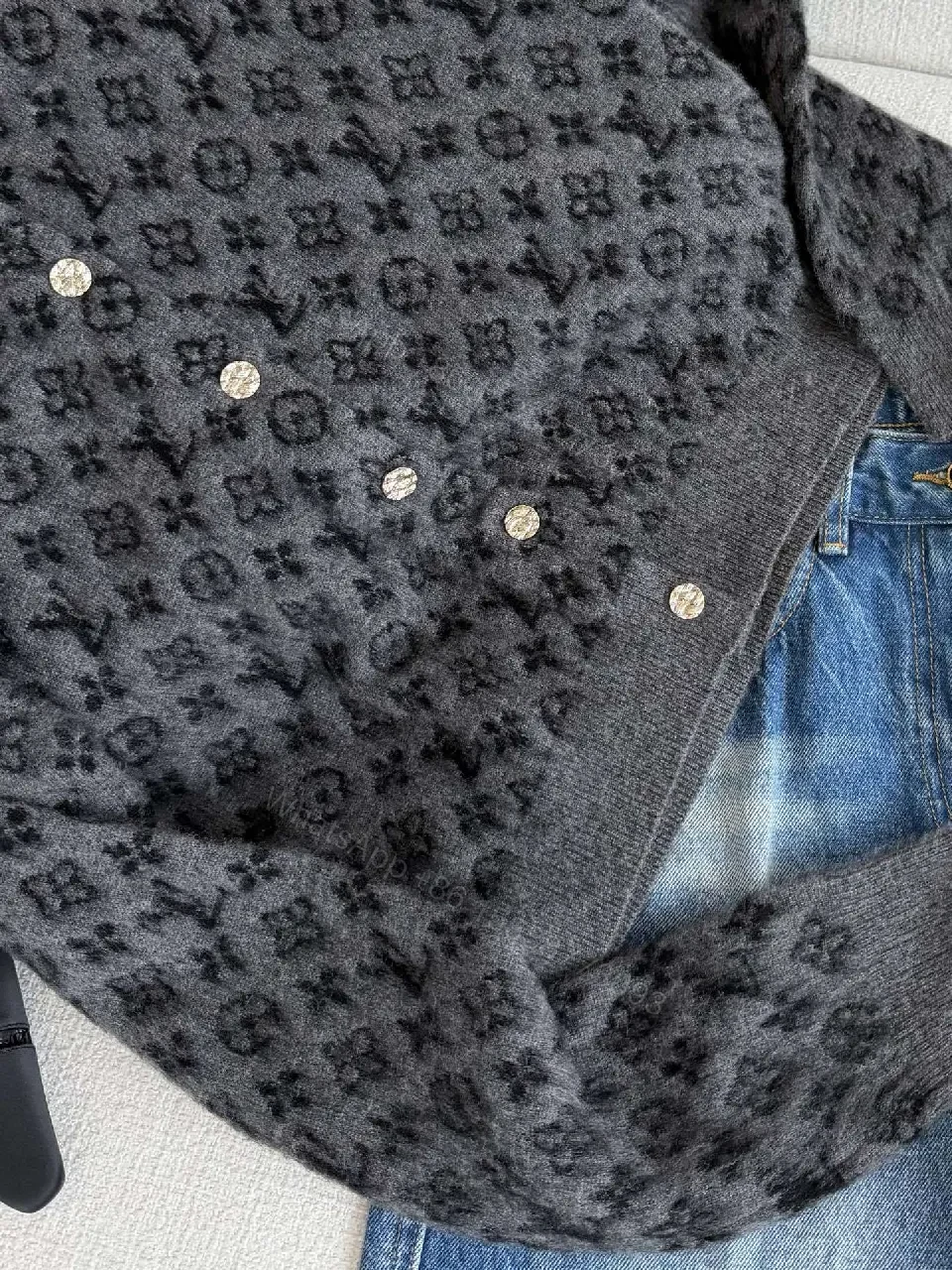 View 9 of Lux Patterned Wool Knit Cardigan: Designer-Inspired Texture