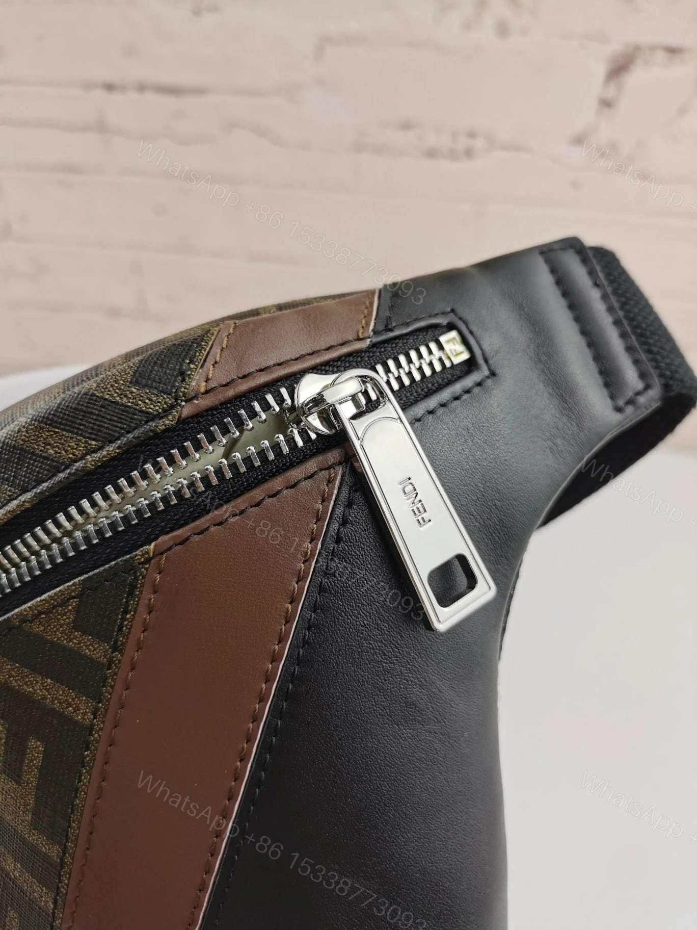 View 7 of Fendi Zip Belt Bag Zucca Coated Canvas and