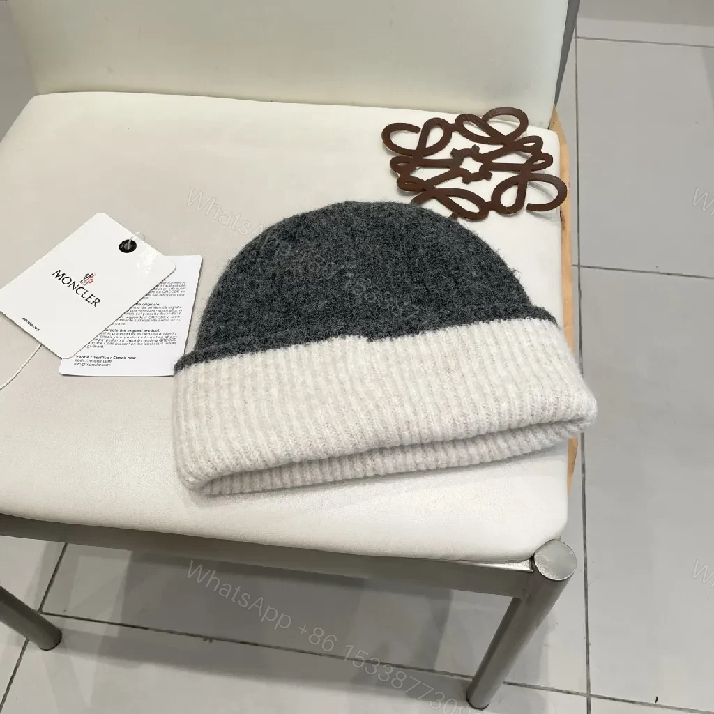View 6 of Two-Tone Knit Beanie: Premium Warmth & Subtle Moncler Flagging