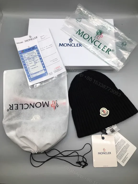 View 3 of Soft Rose Moncler Beanie: Warmth, Subtle Luxury, Knit Hat