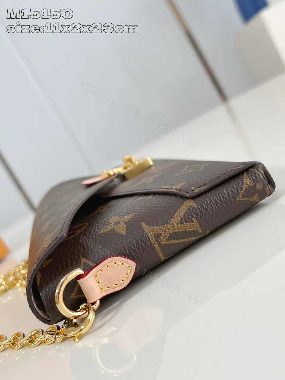 View 4 of Chic Monogram Canvas Bag with Gold Lock and Chain