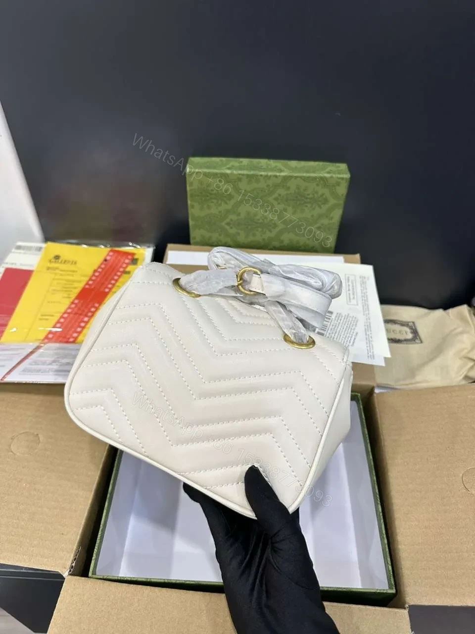 View 2 of Gucci Marmont High Quality White Women’s Handbag 22cm