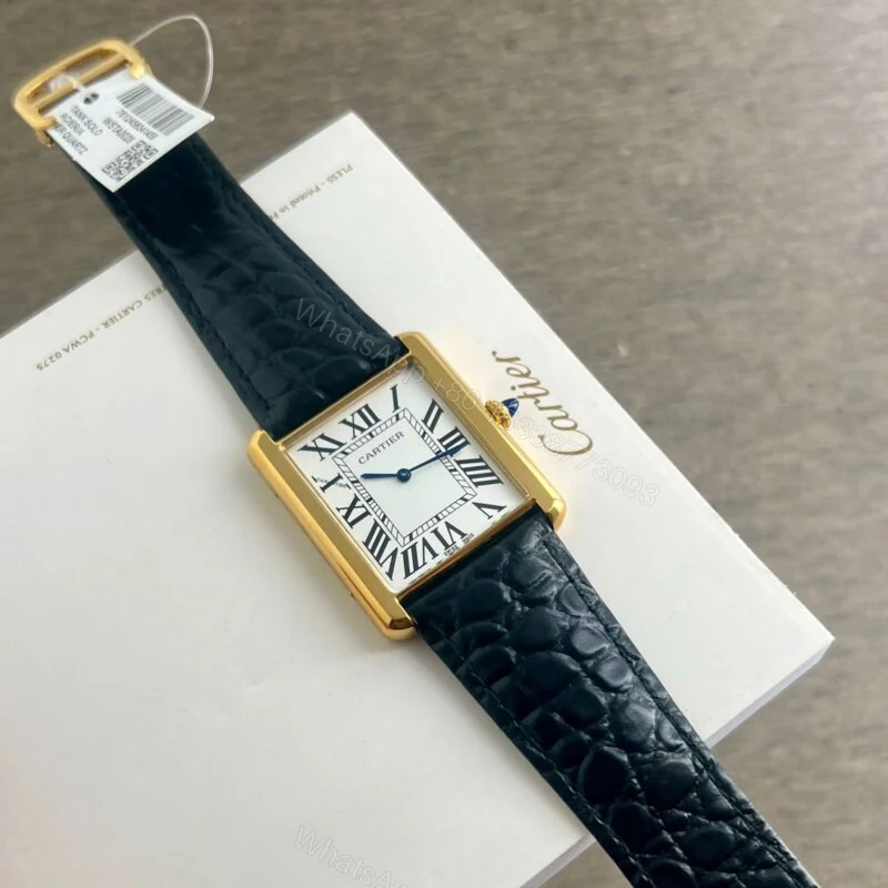 View 2 of Cartier Tank Louis Quartz Gold 24x31mm Crocodile Skin