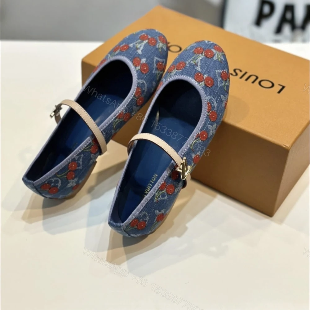 View 2 of LOUIS VUITTON X TAKASHI MURAKAMI ROMY FLAT BALLERINA MONOGRAM CHERRY DENIM 1AHKOV
