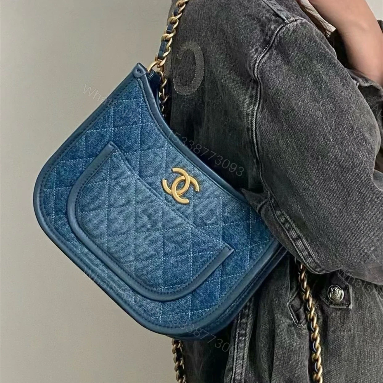 View 20 of 高仿Chanel*24S系列AS4532水洗丹寧Hobo包中號免檢版