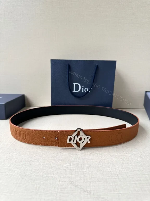 View 7 of Patterned Leather Belt with Dior Hardware â€“ Lux Essential Belt
