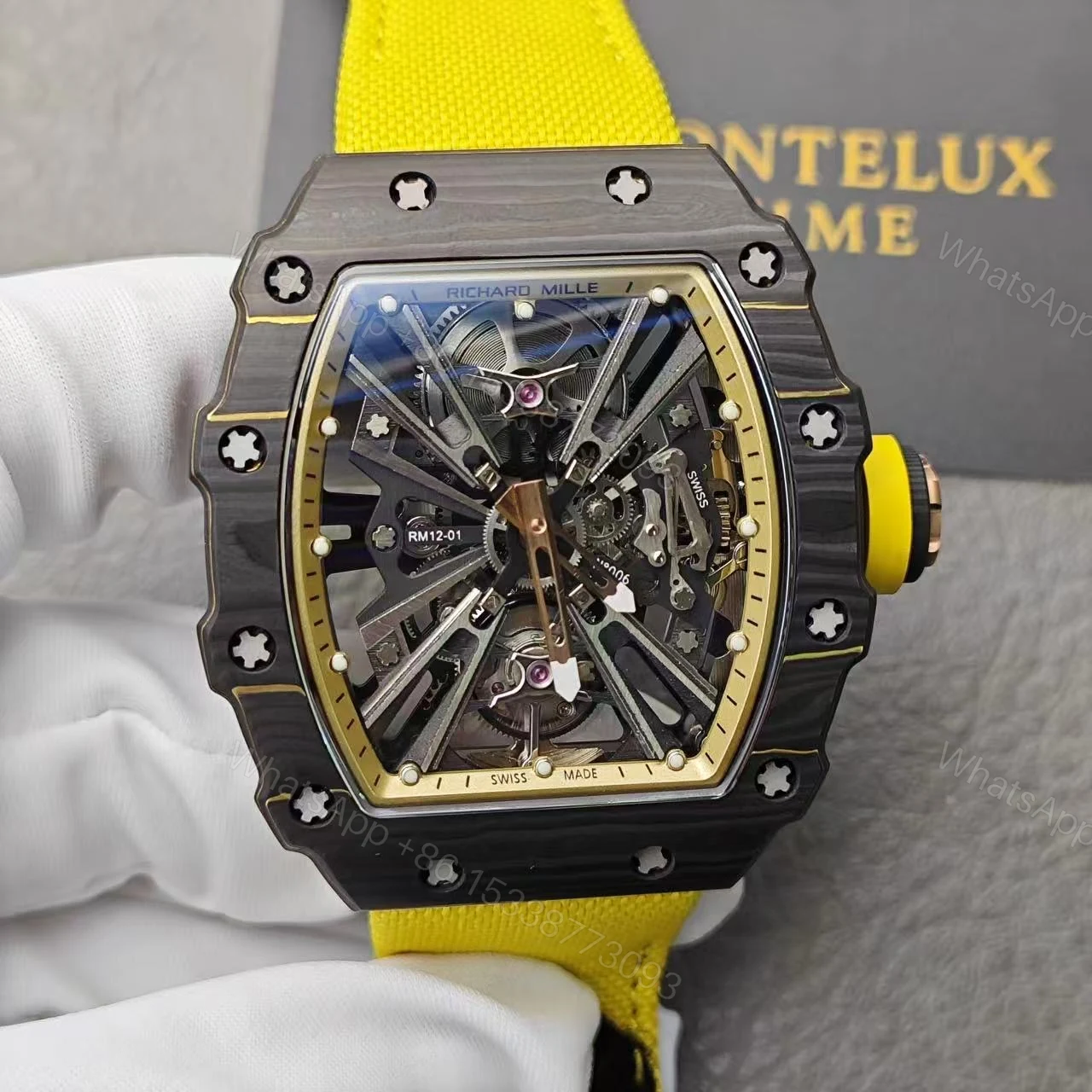 View 3 of Richard Mille Swiss Clone RM 12 01 Real Tourbillon Real Carbon