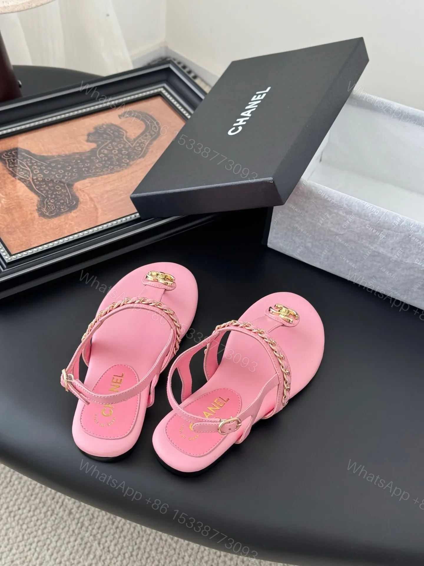 View 5 of Chanel Women Pink Leather Sandals