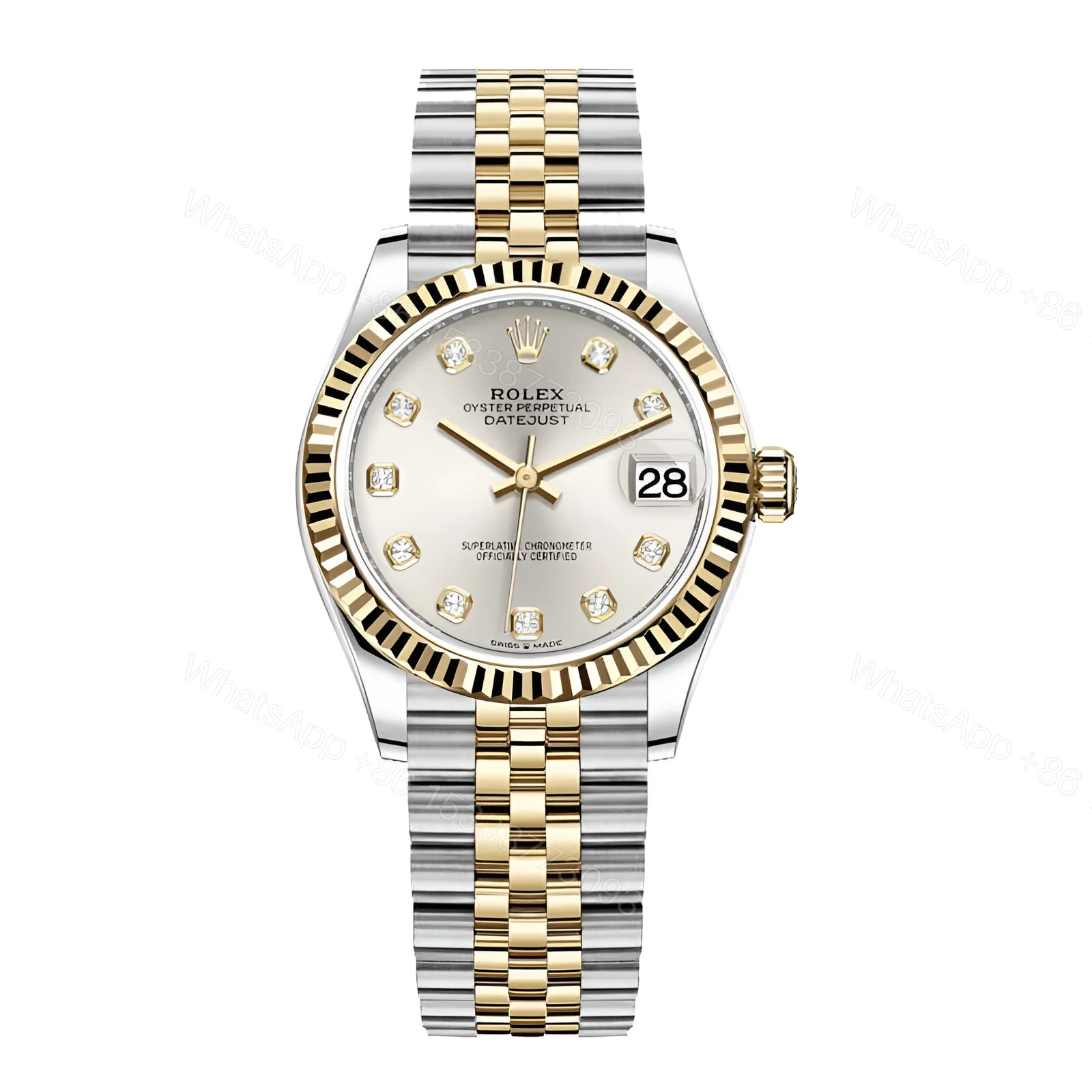 Rolex Datejust 278273 Steel And Yellow Gold Silver With Diamond Dial Replica — view 1