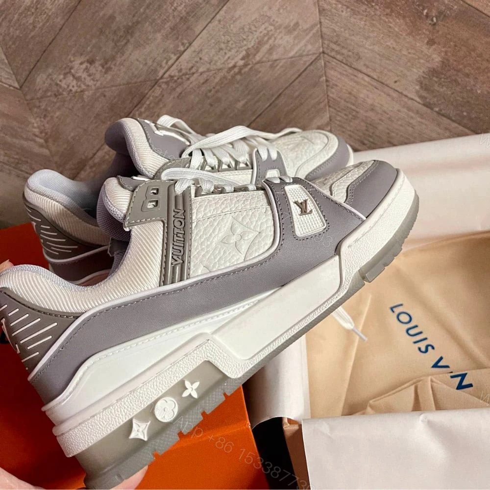 View 7 of Louis Vuitton LV Trainer Sneaker Grey White 1A8KBA