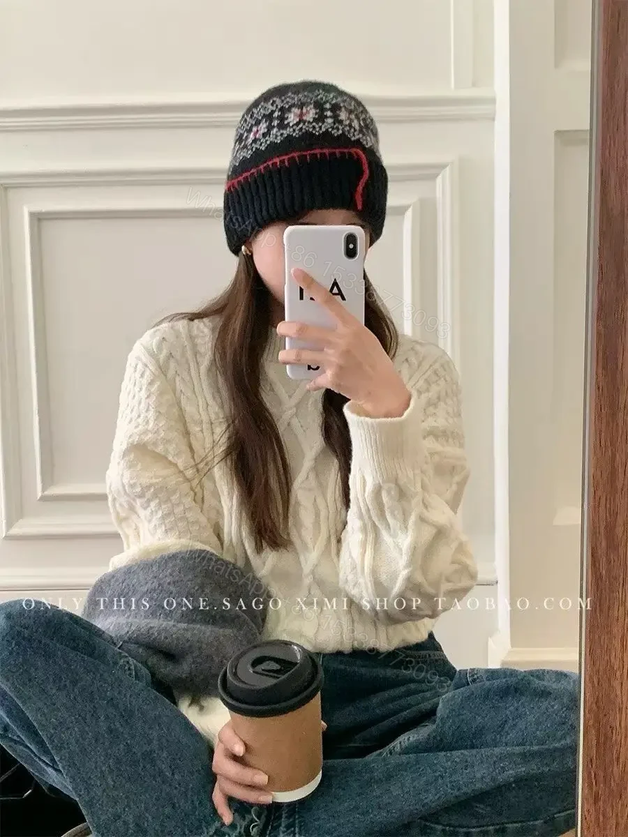 View 5 of Cozy Knit Beanie – Patterned Band, Premium Badge, One-Size
