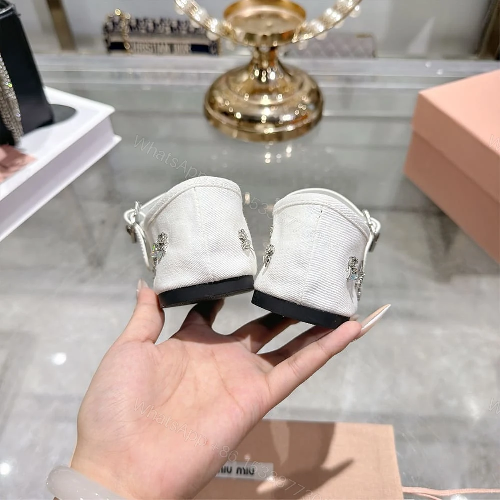 View 8 of MIUMIU Embroidered drill ballerinas 545620